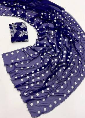 Navy Blue Colour Soft Georgette Polka Dot Saree 2