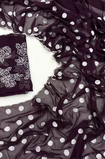 Dark Plum Colour Soft Georgette Polka Dot Saree