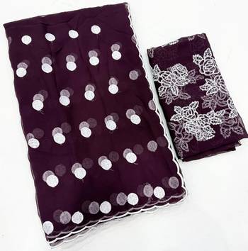 Dark Plum Colour Soft Georgette Polka Dot Saree 4