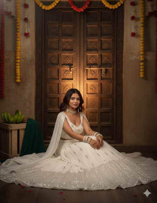 White Embroidered Lehenga Choli Set with Dupatta for Weddings, Festive Events, and Evening Parties 3