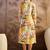 women's printed fit and flare beige cotton siub dress