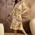 women's printed fit and flare beige cotton siub dress