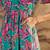 women's printed fit and flare green silk blend dress