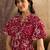 women's printed fit and flare maroon silk blend dress