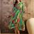 women's printed fit and flare  green viscose rayon dress