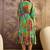 women's printed fit and flare  green viscose rayon dress