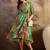 women's printed fit and flare  green viscose rayon dress