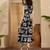 women's printed fit and flare black cotton blend dress