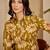 women's floral printed  mustard puff sleeve a-line  viscose midi dress