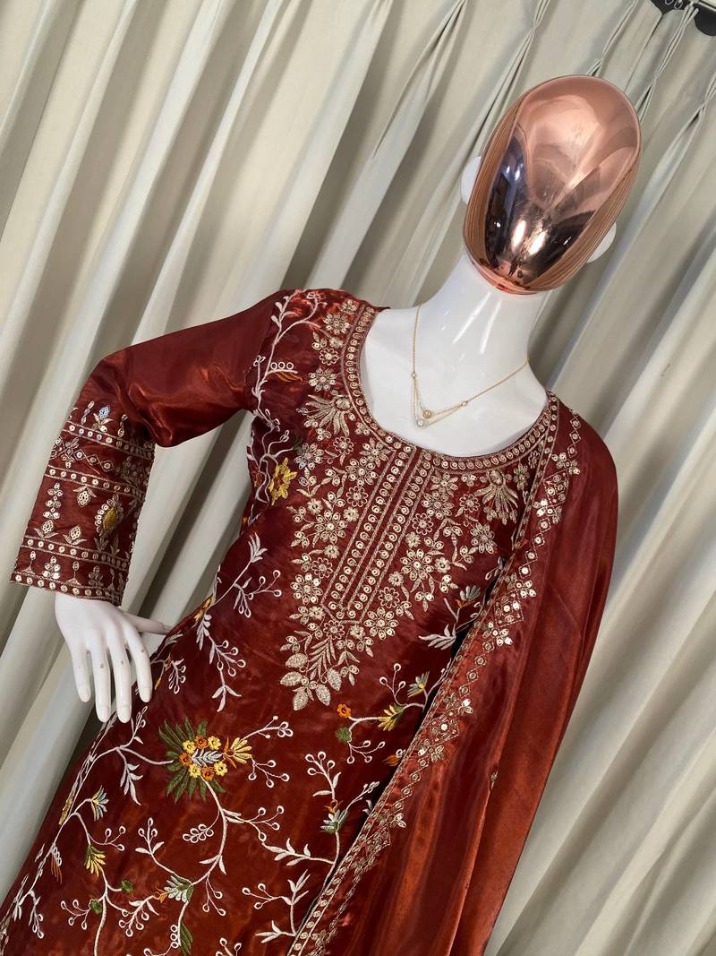 New Designer Sharara Suit Set Embroidery Kurta Suit Set