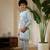 pista green viscose silk thread embroidered boys kurta set with jacket