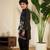 black viscose silk thread embroidered boys kurta set with jacket