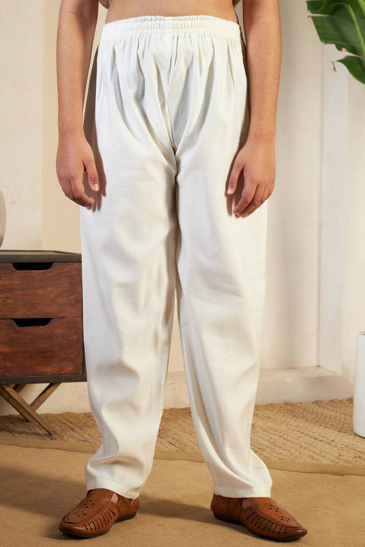 white viscose silk thread embroidered boys kurta set with jacket