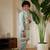 pista green viscose silk thread embroidered boys kurta set with jacket