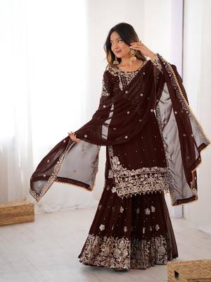 Elegant Stylish Sharara Suit Set Designer Suit Set 1