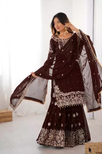 Elegant Stylish Sharara Suit Set Designer Suit Set