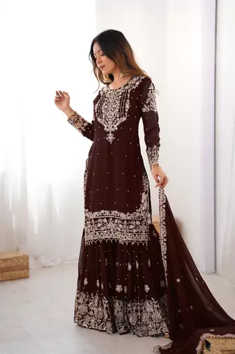 Elegant Stylish Sharara Suit Set Designer Suit Set