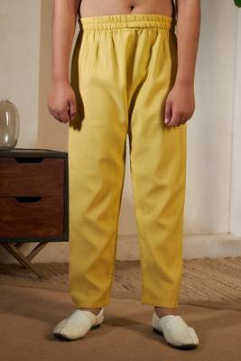 Yellow viscose silk thead with sequins embroidered work wedding function festival party boys straight kurta pant koti 9