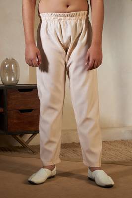 Beige viscose silk thead with sequins embroidered work wedding function festival party boys straight kurta pant koti 9