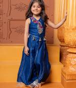 Blue embroidered chanderi silk co ord set