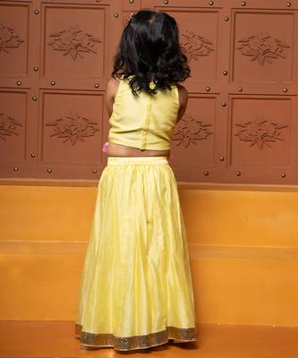 Yellow embroidered chanderi silk co ord set 2