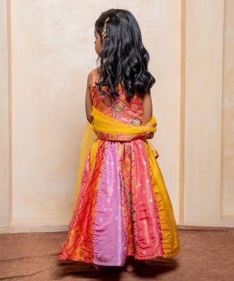 Multicolor embroidered brocade lehenga set 4