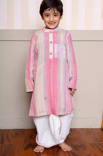 Multicolor tissue kurta pyjama
