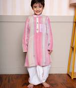 Multicolor tissue kurta pyjama