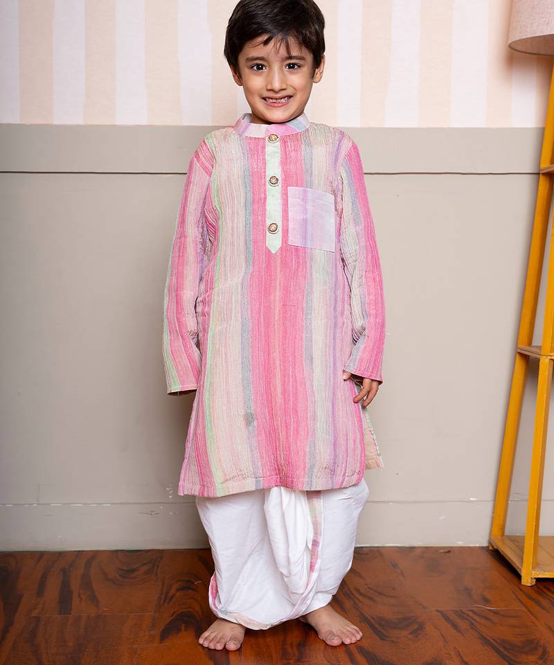 Multicolor tissue kurta pyjama