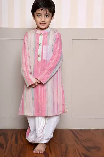 Multicolor tissue kurta pyjama