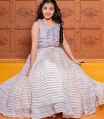 Purple embroidered silk lehenga set