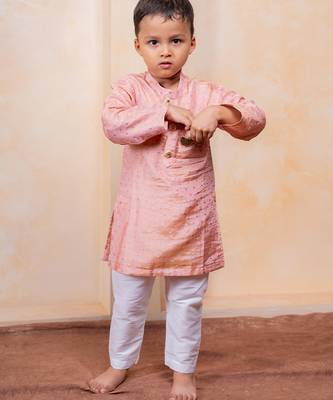 Pink embroidered silk kurta pyjama 3