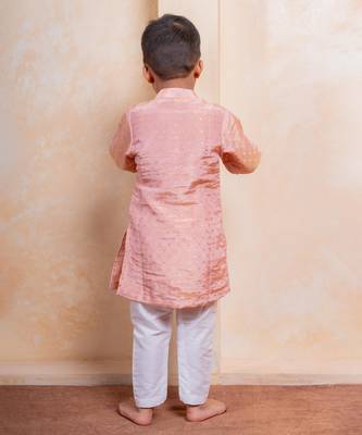 Pink embroidered silk kurta pyjama 4