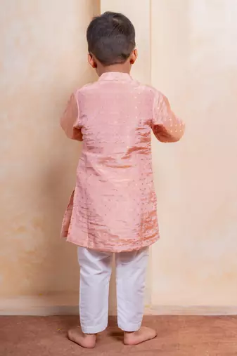 Pink embroidered silk kurta pyjama