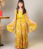 Yellow printed crepe co ord set