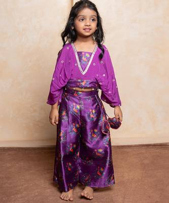 Purple printed silk co ord set 1