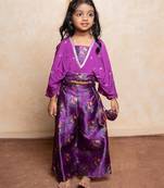 Purple printed silk co ord set