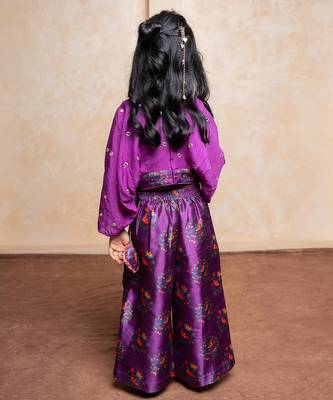 Purple printed silk co ord set 2