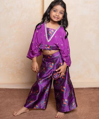 Purple printed silk co ord set 4
