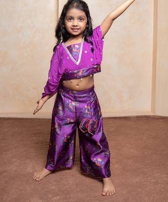 Purple printed silk co ord set 5
