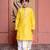 Yellow embroidered chanderi kurta pyjama