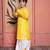 Yellow embroidered chanderi kurta pyjama