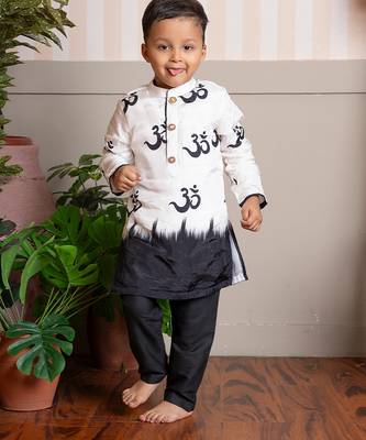 White printed crepe kurta pyjama 2