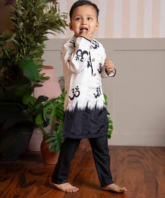 White printed crepe kurta pyjama 3