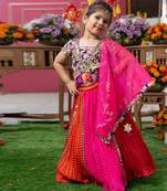 Pink embroidered silk lehenga set