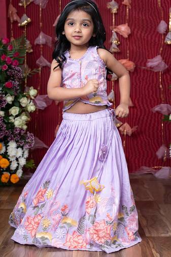 Purple embroidered silk lehenga set