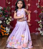 Purple embroidered silk lehenga set