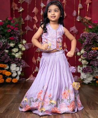 Purple embroidered silk lehenga set 2