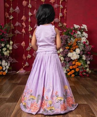 Purple embroidered silk lehenga set 3