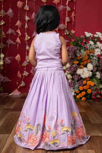 Purple embroidered silk lehenga set